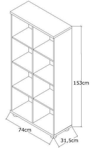 Imagen 2 de 6 de Biblioteca Estanteria 8 Cubos 100 % Mdf - 074x153x032 - 1299