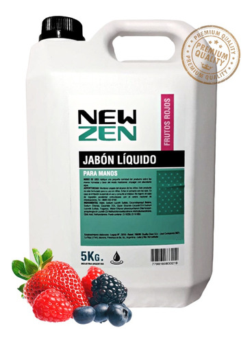 Jabon Liquido Shampo De Manos Bidon 5 Lts Frutos Rojos Anmat