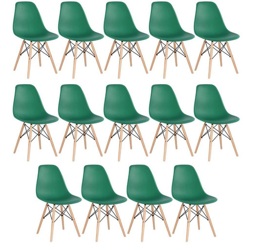14 Cadeiras Eames Wood Cozinha Jantar Pés Palito Cores Cor da estrutura da cadeira Verde-escuro