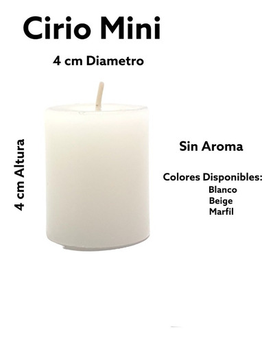 Cirios Mini Decorativos En Parafina (4x4cm) 50pz Sin Aroma