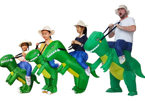 Niño Inflable Para Adulto, Dinosaurio, Verde, Unisex, Niña
