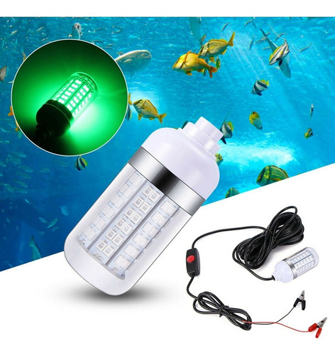 Luz Led De Pesca Nocturna Sumergible Verde 12v Con Cable De