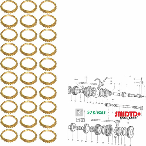 30 Bronces 3a4a Velocidad Vw Sedan 1.6 Vocho 74-92 Carburado