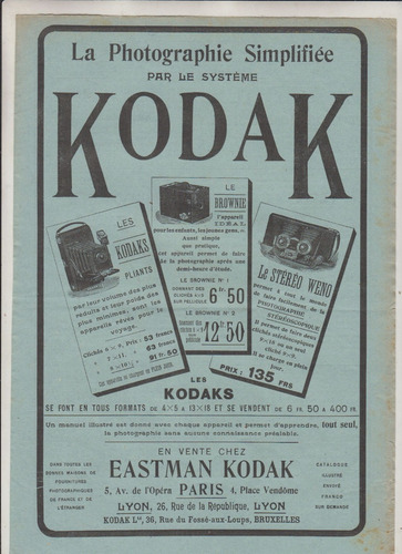 1902 Fotografia Kodak Eastman Publicidad Vintage De Camaras 