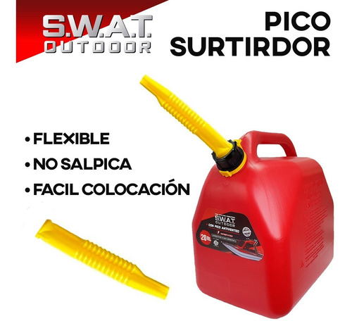 Imagen 4 de 10 de Bidón 20 Litros Nafta Diesel Homologado Pico Vertedor Swat