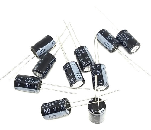 Pack 10 Capacitor Electrolítico Aluminio 220uf 50v 8x12 Mm