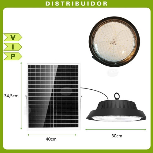 Lampara Campana Led Ufo Con Panel Solar 200w Ip67
