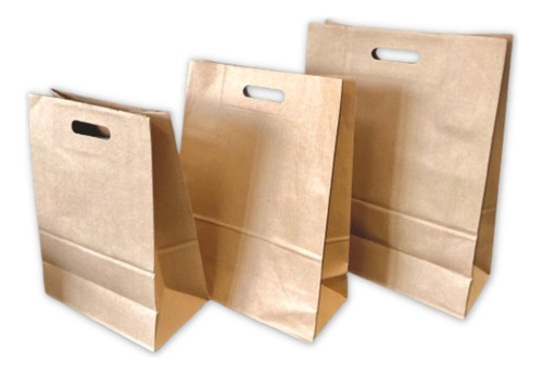 Bolsa Kraft Manija Riñon Papel Madera Marrón 20x30 X200 U