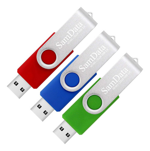 Unidad Flash Samdata Usb 2.0 De 32 Gb, Paquete De 3 Unidades