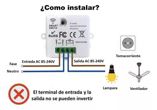 Pack 2 Interruptores Inalambricos A Control Remoto 220v 10a - $ 14.990