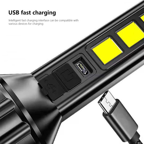 Linterna Portátil J Cob De Luz Fuerte Recargable Usb C 9168