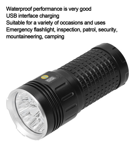 Linterna Impermeable Portátil Llevó La Antorcha Usb Recargab