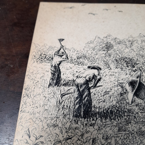 Imagem 4 de 8 de Pintura Desenho Bico De Pena Nanquim Antigo Sem Moldura