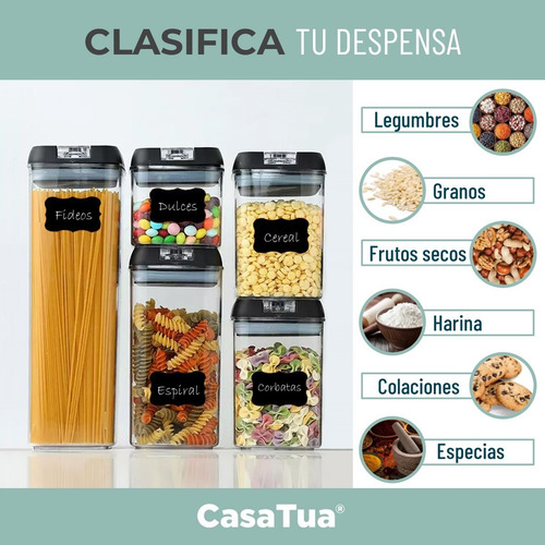 Imagen 6 de 9 de Contenedores Alimento Hermeticos Set 5 Apilable Cierre Facil