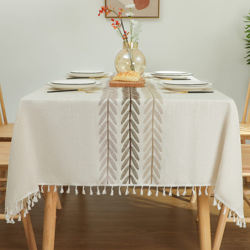 Mantel Laolitou De Lino Rústico De Algodón, Impermeable, 140