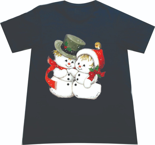 Camisetas Navideñas Muñeco De Nieve Parejita Navidad Sm1