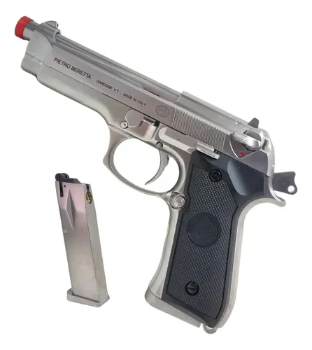 ベレッタM92 Pistola Airgun We Beretta M92 Co2 4.5mm Silver Full Metal Prateado