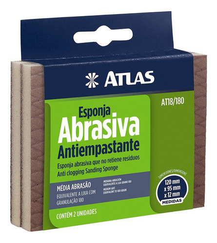 Esponja Abrasiva Atlas 120x95 Abrasao Media  At18/180