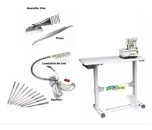 Galoneira Semi-industrial Bracob 3agulhas, Com Mesa+kitpeças 110v