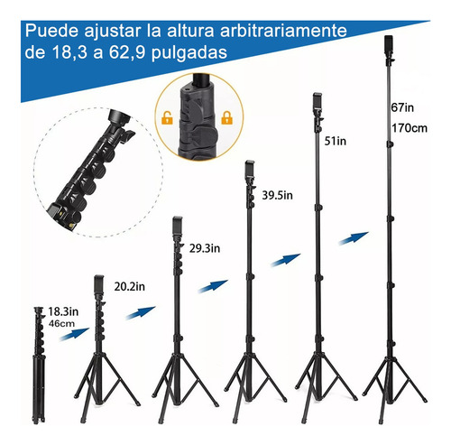 Apoya Celulares Trípode Celular Selfie Stick Negro