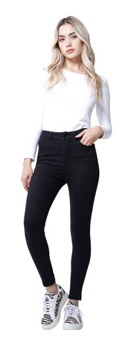 Pantalón De Jean Elastizado Chupin Negro - Tiffany - Dama