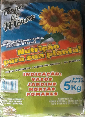 Terra Vegetal Adubada Preta Preparada 5 Kg