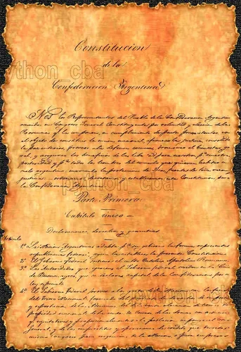 Cuadro Pergamino Preámbulo Constitución Argentina - 1ra Pág.