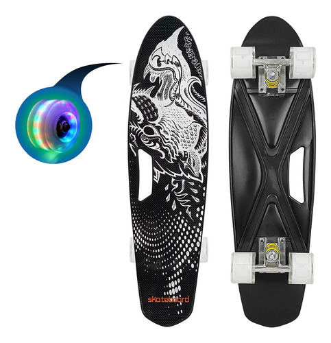 Skate Penny Slalom Patineta Black Shark Ruedas Led Niños