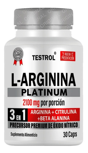 Imagen 1 de 5 de L-arginina Platinum 2100mg Testrol 3 In 1- 30 Cápsulas