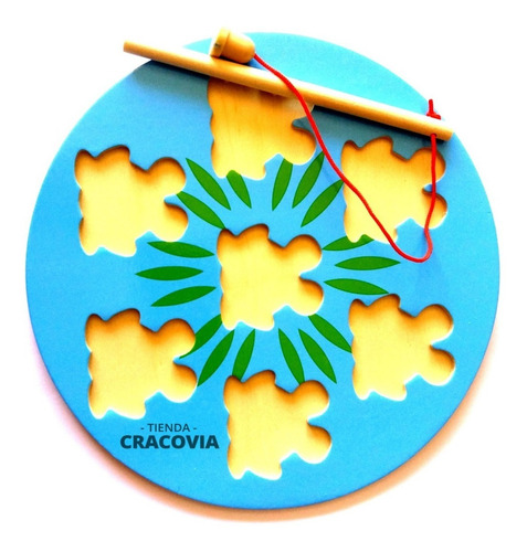 Juego De Pesca De Madera Didáctico Imantado Ranas Colores
