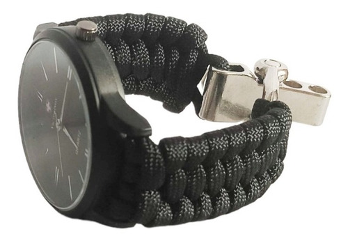 Reloj Negro Pulsera Paracord Tactico Militar Deporte Unisex 