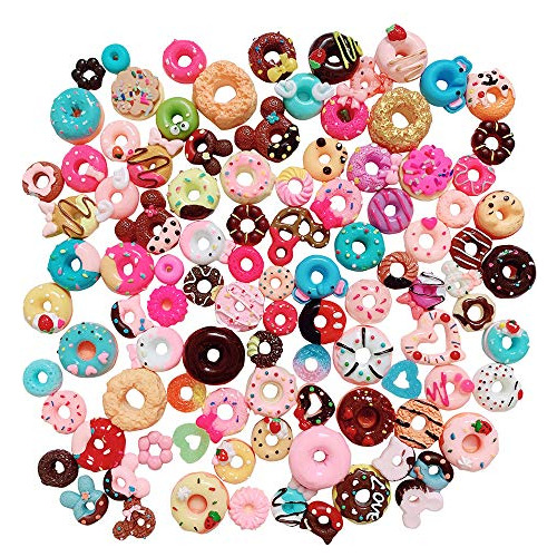 100 Mini Donas Miniatura Decorativas Mezcla De Resina C...