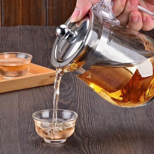 Imagen 3 de 7 de Tetera Infusora 500ml Vintage Vidrio Templado + 4 Tacitas