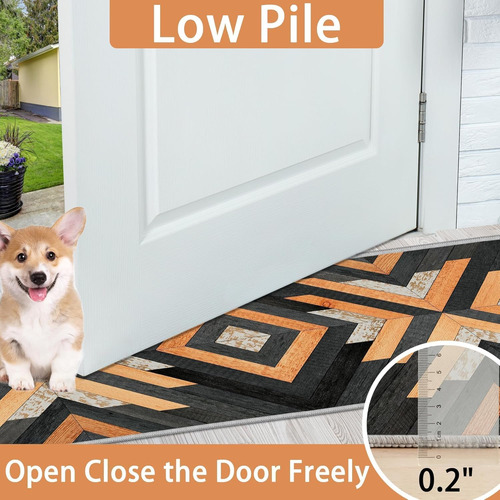 Alfombra Estilo Azteca Estilo Bohemio Negro De 2 X 6 Pies, A