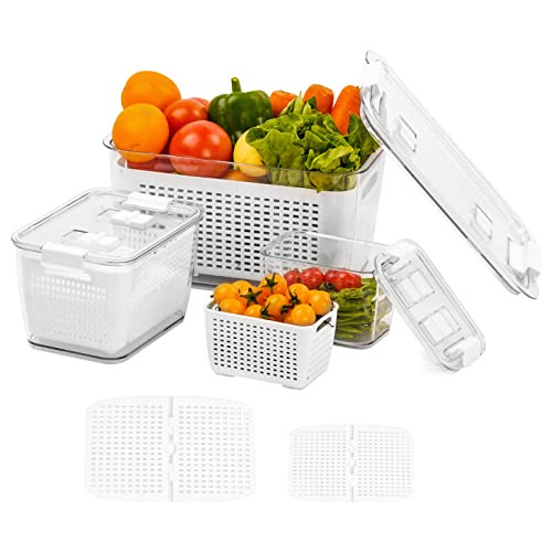 3-pack Vegetable And Fruit Storage Containers For Fridg...