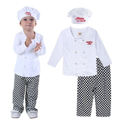 Conjunto De Atuendo Bebé Niño Jefe Cocinero Carnaval Disfraz