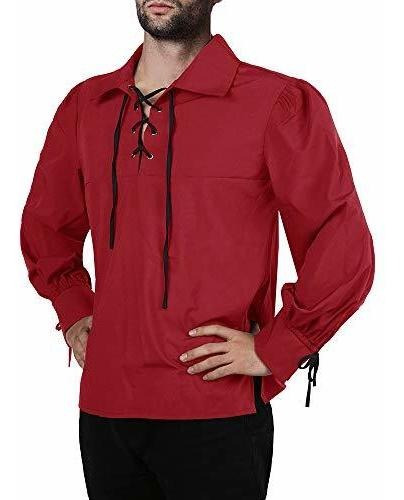 Camisa Pirata Medieval Para Hombre Viking Renaissance Lace U