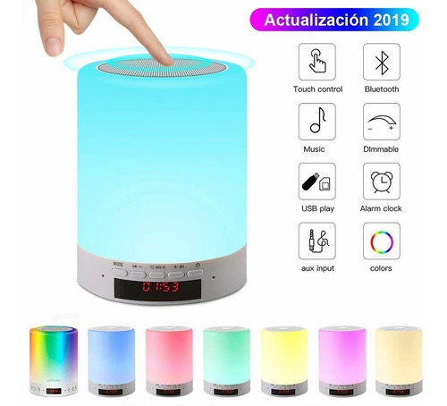 Lámpara Led De Noche Con Altavoz Bluetooth Inalámbrico Reloj