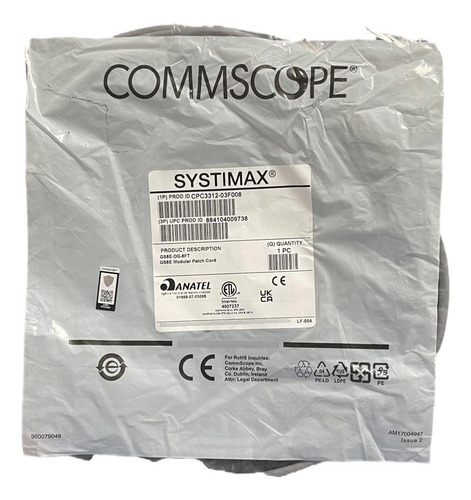 Patch Cord Cat6 Commscope Systimax 2,5 Metros 8 Feet