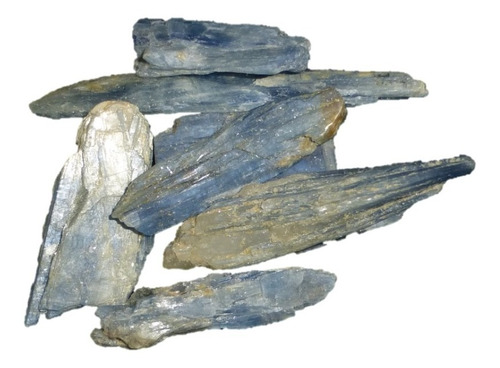 Mineral De Colección Cianita Azul 9 Pequeños De Brasil