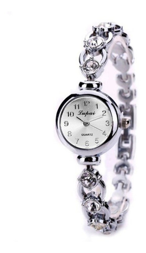 Relógio Feminino Prata Pulseira Pedras Zircônias C/ Garantia
