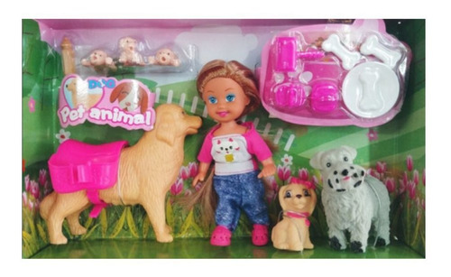 Mini Muñeca Con Sus Mascotas Golden Tiene Su Cría Oferta!