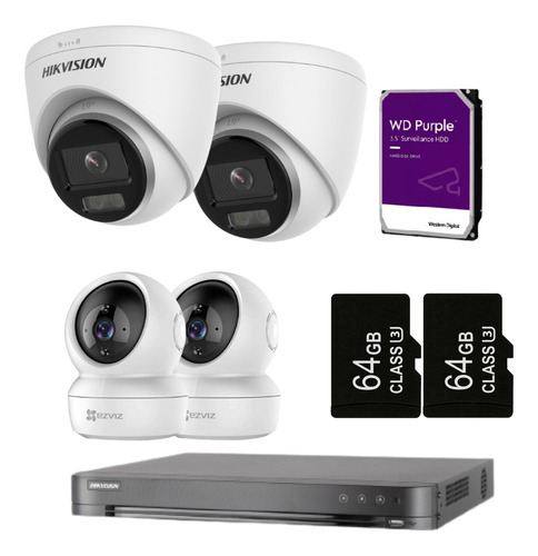 Kit Seguridad Dvr 2 Domo Exterior +  2 C6n + Almacenamiento