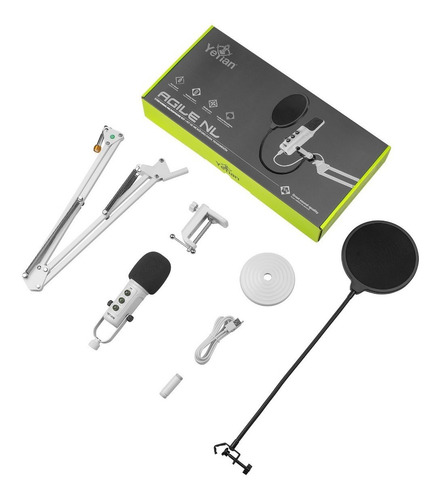 Imagen 2 de 3 de Kit De Micrófono Condensador Usb Yeyian Agile Nl Blanco