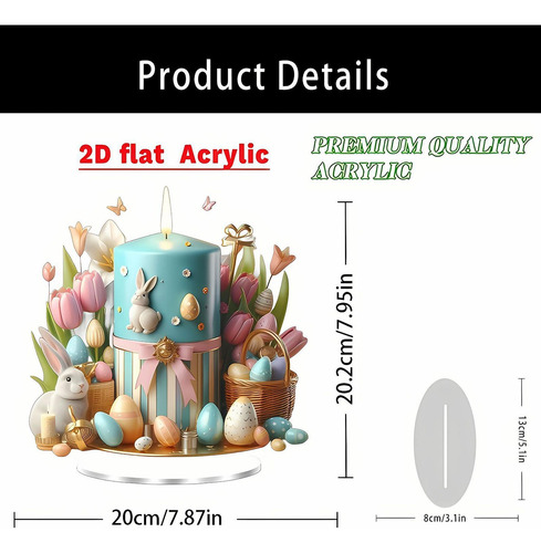 Vela 2d De Pascua Acrílico Con Base De Regalos