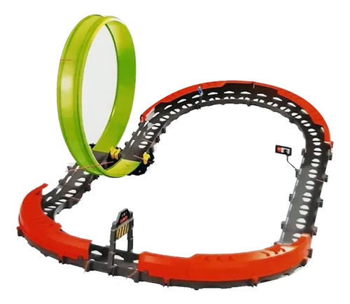 Pista De Carrera Track Racer Giro 360° 26 Piezas Con Auto Color Naranja Oscuro