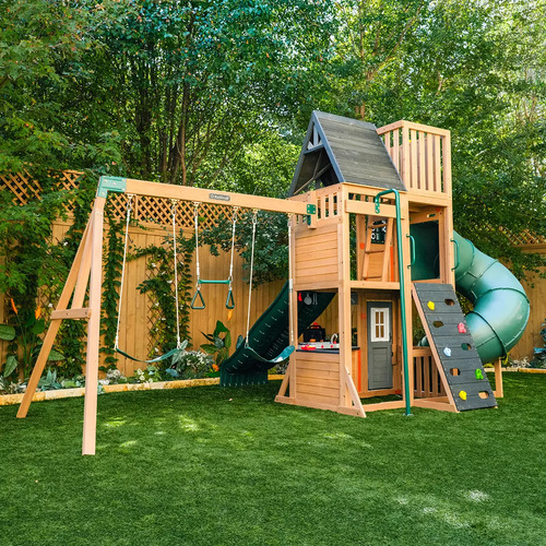 Casa De Madera Juego Infantil Exterior Con Resbaladilla