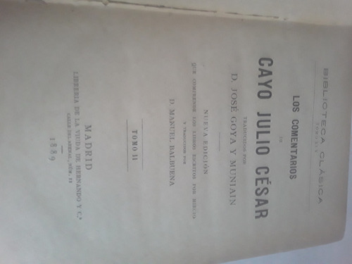 Los Comentarios De Cayo Julio Cesar Libro Antiguo De 1889
