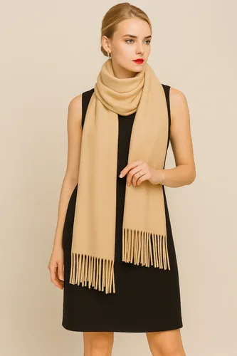 Cachecol Lenço Echarpe Xale Pashmina Versátil Várias Cores Bege Único