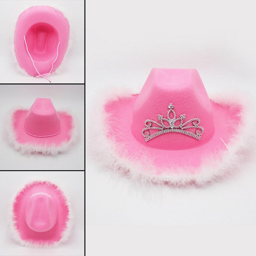 I Western Pink And White Hats Party Favors Feather Fedora